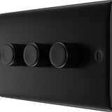BG NFB83 Matt Black Triple Intelligent LED 2 Way Dimmer Switch