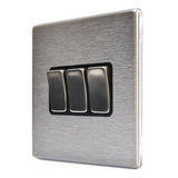 Hamilton 74CR23SS-B CFX Satin Steel 3 Gang Light Switch