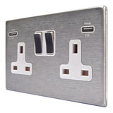 Hamilton 74CSS2USBULTSS-W CFX Satin Steel Switched Double USB Socket