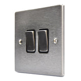 Hamilton 74R22SS-B Stainless Steel 2 Gang Light Switch