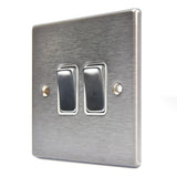 Hamilton 74R22SS-W Stainless Steel 2 Gang Light Switch