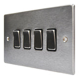 Hamilton 74R24SS-B Stainless Steel 4 Gang Light Switch