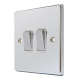 Hamilton 77R22BC-W Polished Chrome 2 Gang Light Switch