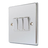 Hamilton 77R23BC-W Polished Chrome 3 Gang Light Switch