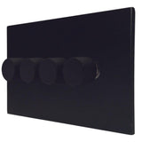 Hamilton 7MBC4XLEDITB100 CFX Matt Black 4 Gang LED Dimmer Switch