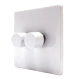 Hamilton 7WC2X40WH CFX Gloss White Push Dimmer 2 Gang 2 Way 400W