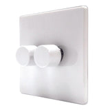 Hamilton 7WC2XLEDITB100WH CFX Gloss White Push LED Dimmer 2 Gang 2 Way 100W