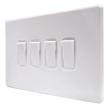 Hamilton 7WCR24WH-W CFX Gloss White Light Switch 4 Gang 2 Way 10a