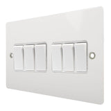 Hamilton 80R26WH-W Gloss White 10A 6 Gang Light Switch