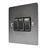 Hamilton 84R23SS-B Stainless Steel 10a 3 Gang Light Switch