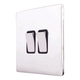 Hamilton 87CR22BC-B CFX Polished Chrome 10a Light Switch 2 Gang 2 Way