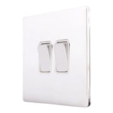 Hamilton 87CR22BC-W CFX Polished Chrome 10a Light Switch 2 Gang 2 Way