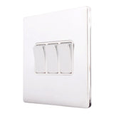 Hamilton 87CR23BC-W CFX Polished Chrome 10a Light Switch 3 Gang 2 Way