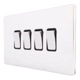 Hamilton 87CR24BC-B CFX Polished Chrome 10a Light Switch 4 Gang 2 Way