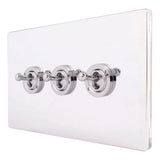 Hamilton 87CT23 CFX Polished Chrome 10a Dolly Switch 3 Gang 2 Way