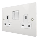 Hamilton 8MWSS2WH-W Matt White 13A Double Socket