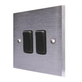 Hamilton 96R22BL-B Satin Chrome Light Switch 2 Gang 10A