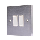 Hamilton 96R22WH-W Satin Chrome Light Switch 2 Gang 10A