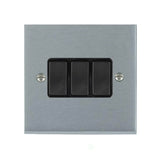 Hamilton 96R23BL-B Satin Chrome Light Switch 3 Gang 10A