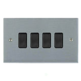 Hamilton 96R24BL-B Satin Chrome Light Switch 4 Gang 10A