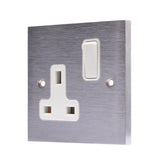 Hamilton 96SS1WH-W Satin Chrome Switched Socket 1 Gang 13A