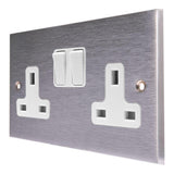 Hamilton 96SS2WH-W Satin Chrome Double Socket 2 Gang 13A