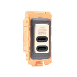 Hamilton FLUSBC+C-PB-B Polished Brass USB-C+C Charging Module with Black Bezel