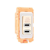 Hamilton FLUSBC+C-PB+W Polished Brass USB-C+C Charging Module with White Bezel