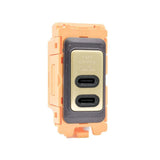 Hamilton FLUSBC+C-SB+B Satin Brass USB-C+C Charging Module with Black Bezel