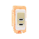 Hamilton FLUSBC+C-SB+W Satin Brass USB-C+C Charging Module with White Bezel