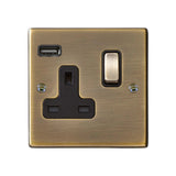 Hamilton 79SS1USBAB-B Antique Brass Switched Single USB Socket