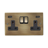 Hamilton 79SS2USBULTAB-B Antique Brass Switched Double USB Socket