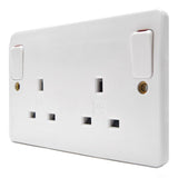 MK K2746WHI Double Socket Outside Switches