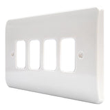 MK K3634WHI Grid 4 Module White Plastic Frontplate