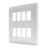 MK K3638WHI Grid 8 Module White Plastic Frontplate