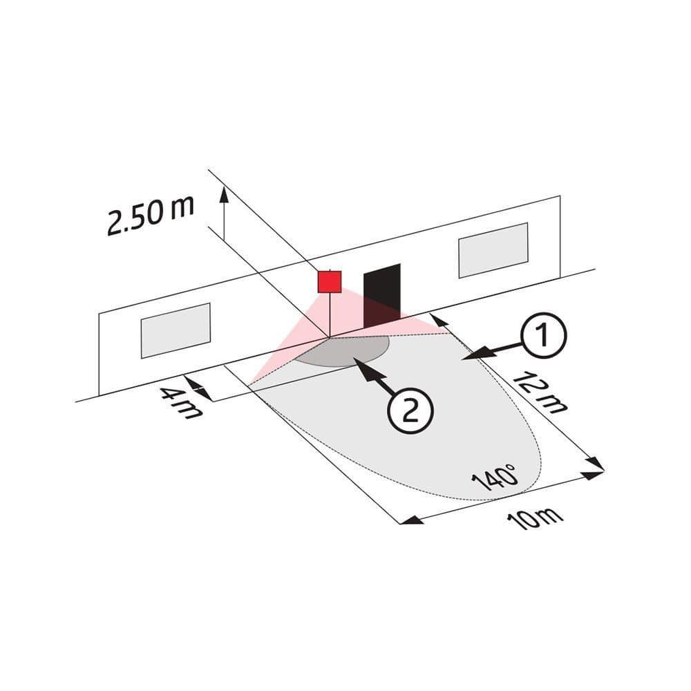 BEG 91101 LC-Click 140 Outdoor Motion Detector White Range Diagram