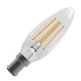 BELL 60718 3.3W LED Dimmable Filament Candle Bulb - SBC, Clear, 2700K