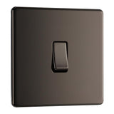 BG FBN12 Screwless Flat Plate Black Nickel Single Switch 10A 2 Way