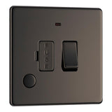 BG FBN53 Screwless Flat Plate Black Nickel Switched 13A Fused Connection Unit with Neon and Cable Outlet