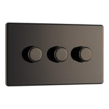 BG FBN83P Screwless Flat Plate Black Nickel Triple 2 Way Dimmer Switch