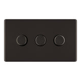 BG FBN83P Screwless Flat Plate Black Nickel Triple 2 Way Dimmer Switch