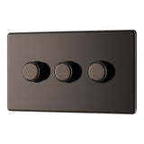 BG FBN83 Screwless Flat Plate Black Nickel Triple Intelligent LED 2 Way Dimmer Switch