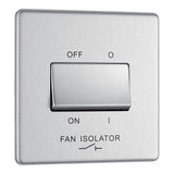 BG FBS15 Screwless Flat Plate Stainless Steel Triple Pole Fan Isolator Switch 10A