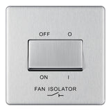 BG FBS15 Screwless Flat Plate Stainless Steel Triple Pole Fan Isolator Switch 10A