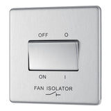 BG FBS15 Screwless Flat Plate Stainless Steel Triple Pole Fan Isolator Switch 10A