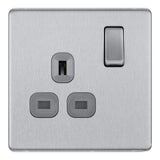 BG FBS21G Screwless Flat Plate Stainless Steel Single Switched 13A Socket