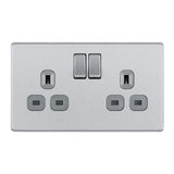 BG FBS22G Screwless Flat Plate Stainless Steel Double Switched 13A Socket