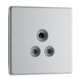 BG FBS29G Screwless Flat Plate Stainless Steel Single Round Pin Unswitched 5A Socket