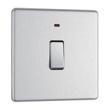 BG FBS31 Screwless Flat Plate Stainless Steel Single Switch 20A with Neon