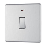 BG FBS31 Screwless Flat Plate Stainless Steel Single Switch 20A with Neon